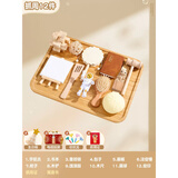 优益贝宝宝抓周用品周岁套装一周岁男女孩布置现代道具全套原木抓阄地毯 原木风道具12件 送生日帽+抓周证