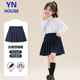 衣诺坊女童百褶短裙酒红带安全裤六一演出合唱服藏青色表演裙子女生裙子