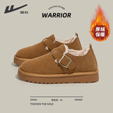 回力棉鞋女冬季加绒保暖短靴女外穿毛毛鞋女厚底勃肯鞋百搭雪地靴女 驼色 36