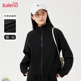 班尼路外套女开衫卫衣女装秋冬季新款潮流宽松上衣服休闲运动夹克2026年 黑-纯色 M
