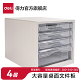 得力（deli）彩色桌面办公文件柜 金属硬塑抽屉式资料柜桌面办公收纳 办公用品 带标签 三大一小抽屉-灰色 9774