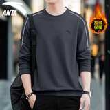 安踏卫衣男套头衫2025秋冬季加绒运动休闲装宽松长袖t恤男士上衣外套 7713-4蜡灰色【加绒款】 3XL (190) 适合180-200斤