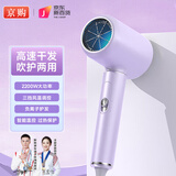 京购甄选 高密度负离子电吹风机家用大功率发廊强劲大风力速干吹风筒柔顺护发静音节日礼物便携电风筒 K6-芋紫色-2200W