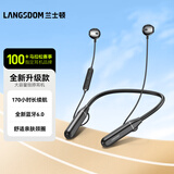 兰士顿无线蓝牙耳机挂脖式 ENC通话降噪大容量快充超长续航 运动跑步游戏耳机低延迟  BS05B黑色