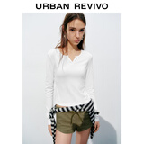 UR2025秋季新款女装时尚休闲简约基础修身T恤UYB450010 本白 S