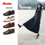 拔佳（Bata）羊皮书玛丽珍女2025春通勤浅口娃娃鞋 圆头米白37