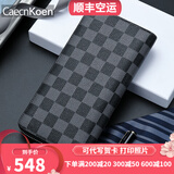 CaecnKoen拉链钱包男真皮多功能男士长款钱夹头层牛皮手包实用生日礼物 黑色(精致礼盒装)