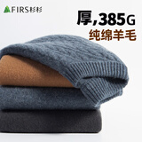 杉杉【100%羊毛】羊毛衫男秋冬重磅加厚圆领贴身舒适亲肤麻花毛衣