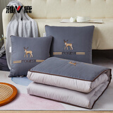 雅鹿家纺 全棉抱枕被子两用二合一冬季加厚纯棉汽车载午睡靠垫办公室午休可折叠加大号空调被枕头被子 一鹿有你-深灰 50*50cm打开145*195cm
