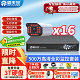 霸天安500万室外高清可夜视防盗报警器poe监控摄像头家用手机远程安防设备套装别墅商用系统户外监控器枪 500万16路套装 配4T硬盘