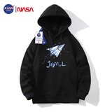 NASA GISS官方潮牌联名美式复古连帽卫衣男秋季ins长袖套头上衣 黑色 M 