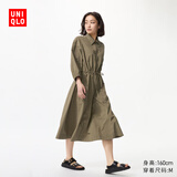 优衣库女装尼龙连衣裙/7分袖裙子480632 56 橄榄色 2XL /165/100B