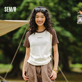 森马（Semir）短袖t恤女宽松凉感上衣夏装可爱刺绣印花圆领百搭正肩修身套头衫 N款-白咖色调00315 M /160/84A
