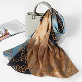 达芬奇密码真丝丝巾桑蚕丝女士围巾披肩礼盒母亲妈妈生日礼物 风雅圈圈 蓝色