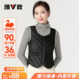 雅鹿新款轻薄羽绒服马甲女短款秋冬修身保暖坎肩马夹显瘦鸭绒内穿背心 黑色 L /165建议100-110斤