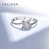 谢瑞麟（TSL）18K金钻石戒指环群镶女款结婚订婚女戒钻戒BB115(63235)13圈口