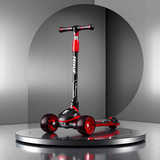 炫风达人儿童滑板车2岁玩到16岁平衡车溜溜车宝宝踏板车发光车轮 红色