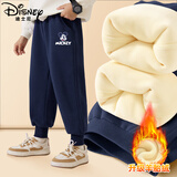 迪士尼（Disney）童装儿童加绒运动裤2025秋冬新款加厚保暖女童卫裤舒适男童裤子