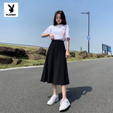 花花公子（PLAYBOY）品牌女装2025春夏季裙长裙a字型新款半身裙秋冬女学生黑色显 黑色_[精选优品] M _[70-100斤]