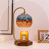 台灯床头灯卧室灯小夜灯氛围灯复古香薰融蜡装饰生日礼物无火灯具 彩色灯罩调光版-2个灯泡