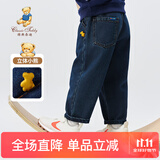 Classic Teddy男童裤子儿童牛仔裤中大童装春秋季长裤秋装新款衣服 简约立体小熊牛仔蓝 130