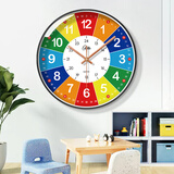 康巴丝（Compas）儿童房客厅家用静音挂钟石英钟表挂墙早教学习挂钟 7868黑色30cm