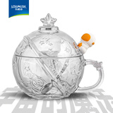 乐唯诗（LOVWISH）玻璃杯女生高颜值星球杯水杯创意咖啡牛奶早餐杯带盖勺高级感轻奢 星球杯【皓月白】320ml 无规格