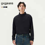 gxgjeans男装 多色基础打底宽松半开襟长袖T恤男士 25年秋新品 黑色0 M (170)