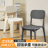 全品屋餐椅凳子塑料椅子办公椅靠背休闲椅书桌椅学习椅化【两把装】深灰