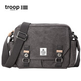 Troop英国男包单肩包相机斜挎包背包男横款复古单肩背包斜肩帆布包男包 小号黑灰色RWAXC004-M