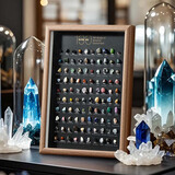 赟娅100种天然水晶原石相框矿石标本摆件新年生日礼物桌面乔迁礼品 100种天然矿石标本【胡桃木色】带玻璃+礼袋