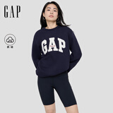 盖璞（GAP）男女装2025秋季新款字母logo抓绒圆领卫衣合身上衣美版852079 海军蓝 XS 美码 S亚洲码175/88A