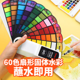 掌握（GRASP）60色扇形水彩套装 美术专业固体水彩颜料套装 手绘画工具盒装便捷携带出游创作户外写生必备