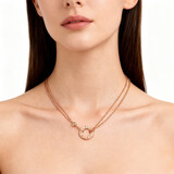 卡地亚（Cartier）LOVE系列 18K玫瑰金色单环镶嵌钻石项链 B7224509 新年礼物