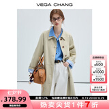 VEGA CHANG风衣女款2025新款春秋英伦风中长款宽松外套 卡其色 M