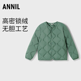 安奈儿童装男女童轻盈保暖短款羽绒服2025冬新款 石头绿 160cm