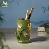 铜师傅《知足常乐笔筒》书房桌面铜摆件 家居装饰工艺品