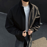 Homlean美式复古飞行夹克男春季立领短款棒球服休闲上衣外套HJ32黑色3XL