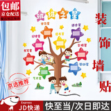 坤随班级公约墙贴中小学文化建设教室布置装饰文化墙贴墙励志标语贴纸 卡通班级之星【一套】