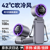 慕向手持小风扇桌面小型电风扇大风力长续航充电降温神器便携式折叠挂脖学生户外超静音随身制冷小电扇 【戴森紫】100档调节 | 可折叠 3600mAh 3600mAH