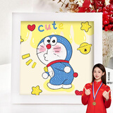 名遇钻石画幼儿园手工材料包学生手工制作diy画亲子手工钻石贴画带框儿童手工制作创意礼物 机器猫
