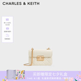 CHARLES&KEITH拼接菱格链条单肩斜挎小方包包女包生日礼物七夕礼物CK2-80701360 CK2-80701360Cream奶白色 S