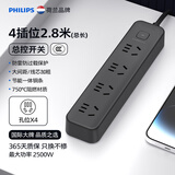 飞利浦（PHILIPS）防雷插座4位总控2.8米超功率保护 插排/插线板/排插/接线板/拖线板