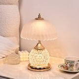 优丽美家2025新款北欧轻奢水晶台灯卧室床头灯温馨时尚结婚高级感主卧柜灯 【水晶圆-插电】暖光+上下光源+调节亮度