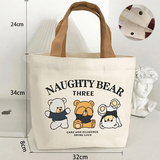 帆布包帆布袋帆布手提袋小熊手提包2025新款学生上课装书包购物袋 【超大尺寸】32*34*10cm按扣款