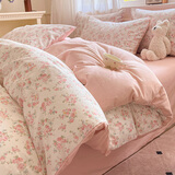 LAVIE HOME罗莱家纺100纯棉四件套加厚加棉A类全棉双层舒适柔软床上用品定制 春序花晨 床单款 1.8四件套-被套200*230