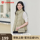 坦博尔羽绒服马甲女立领宽松外搭短款羽绒背心外套TD236006 奶茶棕 180