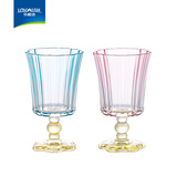 乐唯诗花开半朵高脚玻璃杯ins风鸡尾酒香槟杯冰淇淋果汁杯冷饮喝水杯子 花开半朵高脚杯【混色】245ml*2