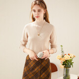 兔皇（TUHUANG）【无缝纯羊毛】纯色打底针织毛衣25秋冬半高领女羊毛衫TW897303