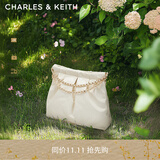 CHARLES&KEITH子母链条大容量流浪包托特包单肩斜挎包女包生日礼物CK2-40671449 Cream奶白色 L